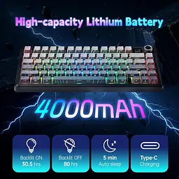 Ігрова механічна клавіатура Aula F75 Max / Три режими підключення / LEOBOG Reaper Switch / Black Contour Lines - мініатюра 3