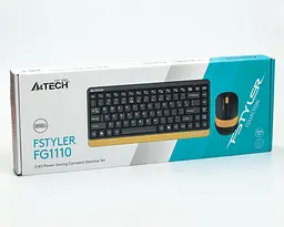 Комплект (Клавіатура та Миша) A4Tech FG1110 Fstyler Wireless Black-Yelloy - мініатюра 3