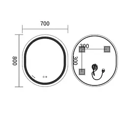 Дзеркало Mixxus Premium ELLIPSE MV05-80x70-REVERSE (LED Touch, Anti-fog (3-6,5kK)) (MP6643) - мініатюра 6