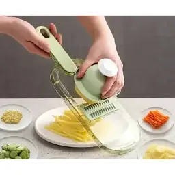 Терка-овочерізка Nicer Slicer 223-2 ручна 4в1 слайсер для нарізки овочів і фруктів з контейнером Green (16518) - мініатюра 5