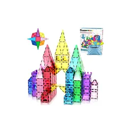 Конструктор Picasso магнітний Tiles The Building Blocks With Car 61 деталь (817338028244) - мініатюра 3