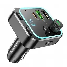Автомобільний FM модулятор з швидкою зарядкою трансмітер Borofone BC53 Highway PD20W/QC3.0 з Bluetooth V5.0 - мініатюра 2