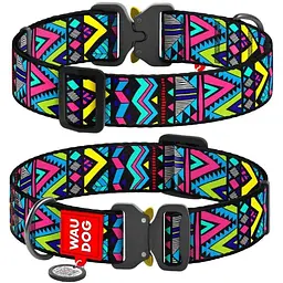 Нашийник для собак Waudog Nylon нейлоновий з QR паспортом малюнок Інді Розмір XXL