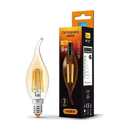 Лампочка Videx Filament C37FtA 6W E14 2200K 220V (VL-C37FtA-06142) - мініатюра 2