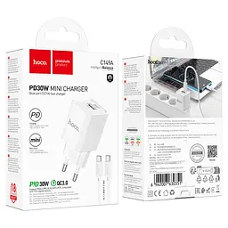 МЗП Hoco C149A Charm PD30W+QC3.0 charger set(Type-C to Type-C)(EU) Black - мініатюра 2
