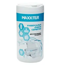 Серветки для Maxxter для пластикових поверхонь, вологі, туба, 100 шт (CW-PL100-01)