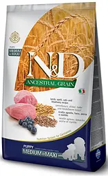 Сухий корм Farmina N&D Low Grain LAMB & BLUEBERRY PUPPY MEDIUM & MAXI для цуценят середніх та великих порід з ягням та чорницею 12 кг
