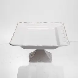 Тортовница на ножке White Square 25.5*25.5 см фарфоровая квадратная Yiwu 120-YH-HG062 - миниатюра 4