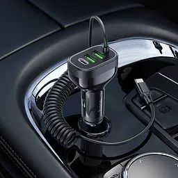 Автомобільний зарядний пристрій Hoco NZ11A 2USB/ Type-C PD 30W чорний + кабель Type-C - мініатюра 7