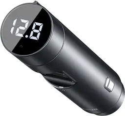 Автомобільний FM-модулятор Baseus Energy Column + bluetooth (2USB) CCNLZ-C0G (Темно-сірий) - мініатюра 6