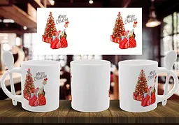Чашка Merry Christmas 330 мл Біла з ложкою