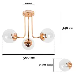 Люстра стельова LED Levistella 7529908-3 GOLD+CL, 3 плафони, золотий, прозорий, сучасний стиль для дому - мініатюра 2