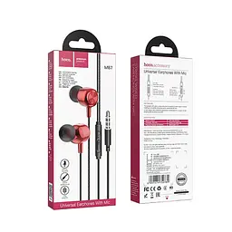 Провідні вакуумні навушники Hoco M87 String wired earphones with microphone, 3.5mm, 1.2m, red - мініатюра 3