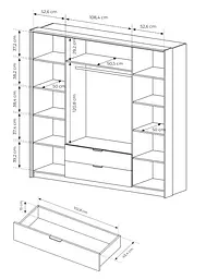 Шафа для одягу Perfect Home Мілтон / Milton 4-дверна з дзеркалом 4D2S/220 Каштан/антрацит (PFH-091085) - мініатюра 7