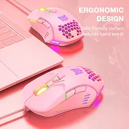 Комп'ютерна мишка Onikuma для ПК і ноутбука C15 Pro 6400 DPI дротова з RGB підсвіткою 7 кнопок Рожевий - мініатюра 5