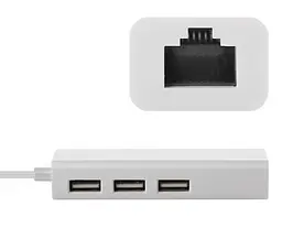 Хаб USB 2.0 Type-C -> 3xUSB 2.0 + RJ45 Fast Ethernet Білий - мініатюра 3