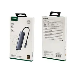 Розгалужувач - хаб Ugreen CM195 Usb-C to 2 Ports Usb3.0-A Hub + HDMI + TF / SD (UGR-70411) сірий - мініатюра 5