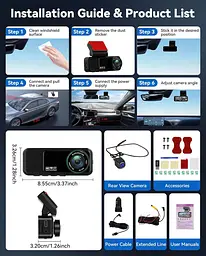 Автомобільний відеореєстратор SIXWIN 4K+2K з GPS, ADAS і двома камерами - мініатюра 6
