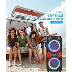 Акустична система Speaker GZ-X910 10'x2 30W AUX USB TF пульт мікрофон (MER-15723_3554) - мініатюра 7