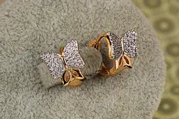 Сережки Xuping Jewelry бантики з родієм 1.1 см золотисті - мініатюра 2