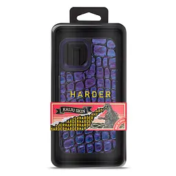 Кожаный чехол для Apple iPhone 14, Harder Kaiju Skin, синий, термополиуретан ТПУ + экокожа с эффектом текстуры монстра, панель, защита корпуса, противоударный, микрофибра, рамка вокруг камеры, защита всего корпуса, (ARM76853) - мініатюра 3