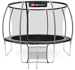 Батут Hop-Sport Premium 12ft (366см) чорно-сірий з внутрішньою сіткою - мініатюра 2