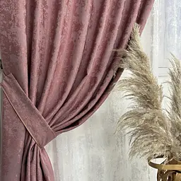 Мармурові жакардові штори рожевого кольору 2шт. 150х270 з білим жакардовим тюлем 400х270, на тасьмі ALBO pbe0052583 - мініатюра 7