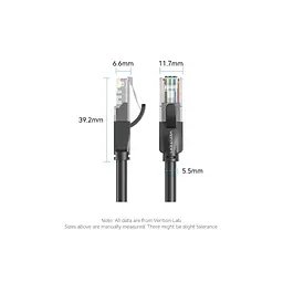 Патч-корд 3м, UTP cat 6 RJ-45 black Vention (IBEBI) - мініатюра 10