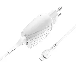 Зарядний адаптер із кабелем HOCO Lightning Cable Max energy C78A 2 порти білий комплект