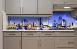Вініловий кухонний фартух Синій Місто наклейка для кухні ПВХ будинки хмарочоси Happy Pocket Z181842 - мініатюра 5