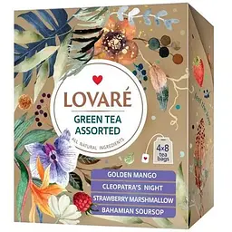 Набір зеленого чаю Lovare 4 види Assorted Green Tea у пакетиках 32 шт.