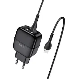 Адаптер мережевий - зарядний блок із кабелем HOCO Type-C Highway C77A 2 порти USB набір чорний