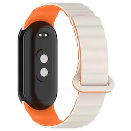 Ремінець Dual-color Magnetic для Xiaomi Mi Band 9/8/10 White / Orange - мініатюра 2