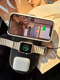 Бездротовий зарядний пристрій Baseus Smart 3 в 1 (Phone + Watch + Pods) 18W WX3IN1-C01 Black - мініатюра 4