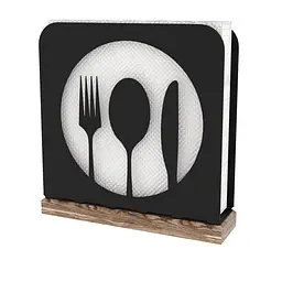Серветниця металева Nice & Cozy Bistro Circle L для серветок 16,5х16,5 см з дерев'яною основою чорна