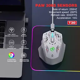 Миша бездротова HYSJ Т38 з акумулятором та підсвічуванням 2.4G Bluetooth White - мініатюра 6