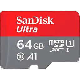 Карта пам'яті microSDXC (UHS-1) SanDisk Ultra 64Gb class 10 A1 (140Mb/s) (adapter) (SDSQUAB-064G-GN6MA)