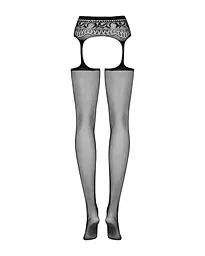 Сітчасті панчохи-стокінги з мереживним поясом Obsessive Garter stockings S307 XL/XXL, чорні - мініатюра 6