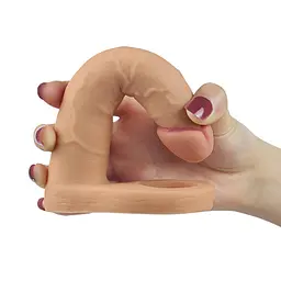 Насадка на пеніс з ерекційним кільцем Lovetoy The Ultra Soft Double 15.6 см тілесний - мініатюра 3