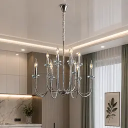 Елегантна люстра зі свічками Splendid Ray L9048/6+6 (silver), хром, 12 ламп E14, діаметр 57 см