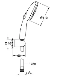 Душовий гарнітур Grohe Quickfix Vitalio Start 3 режими струменя 110 26769001, Хром - мініатюра 4