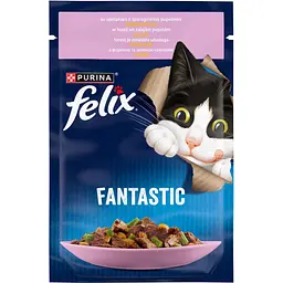 Вологий корм для котів Felix Fantastic з фореллю та зеленими бобами 85 г
