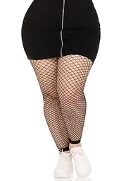 Колготки без стопи Leg Avenue Industrial Net footless tights, 1X/2X, чорні, в сітку - мініатюра 3