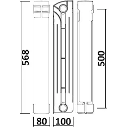 Радіатор біметалевий секційний QUEEN THERM 500/100 - мініатюра 2