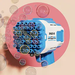 Пістолет для мильних бульбашок Bubble Gun 698-20 з насадками на 32/45 отворів 50ml Blue - мініатюра 2