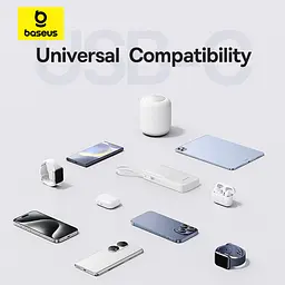 Зовнішній акумулятор Baseus Bipow 2 Digital Display Power Bank With Built-in USB-C Cable 20000mah 20W Moon White (P10077101213-01) - мініатюра 9