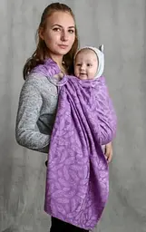 Жакардовий слінг з кільцями для малюків 0 - 36 місяців Coolbabka Feathers Бузковий - мініатюра 2