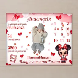 Плед 3D з метрикою Метрика для дівчинки Календар для дівчинки 31245 160х200 см