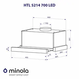 Витяжка телескопічна MINOLA HTL 5214 BLF 700 LED - мініатюра 10
