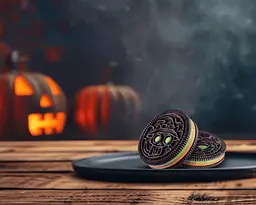 Печиво Oreo Halloween Green and Orange Creme Chocolate Sandwich Cookies 650г - мініатюра 7
